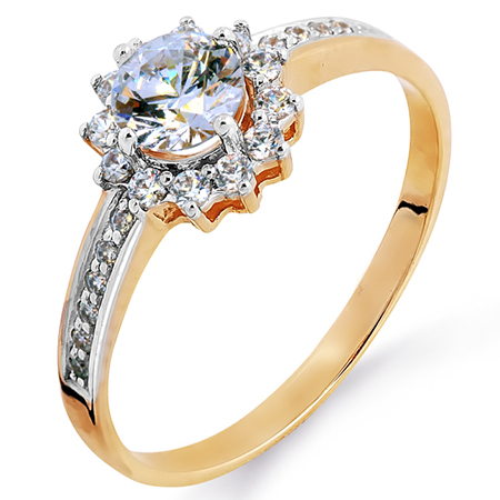 Кольцо, золото, фианит, Т142014654